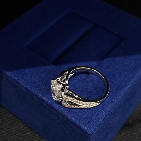 Handmade 2 CT Heart Cut Unique Sterling Silver Promise Rings