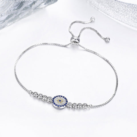 925 Sterling Silver Blue Eye Turkish Bracelet With Gemstone - jolics