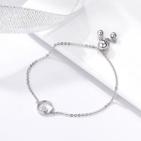 925 Sterling Silver Hollow Heart Infinity Circle Chain Bracelet - jolics