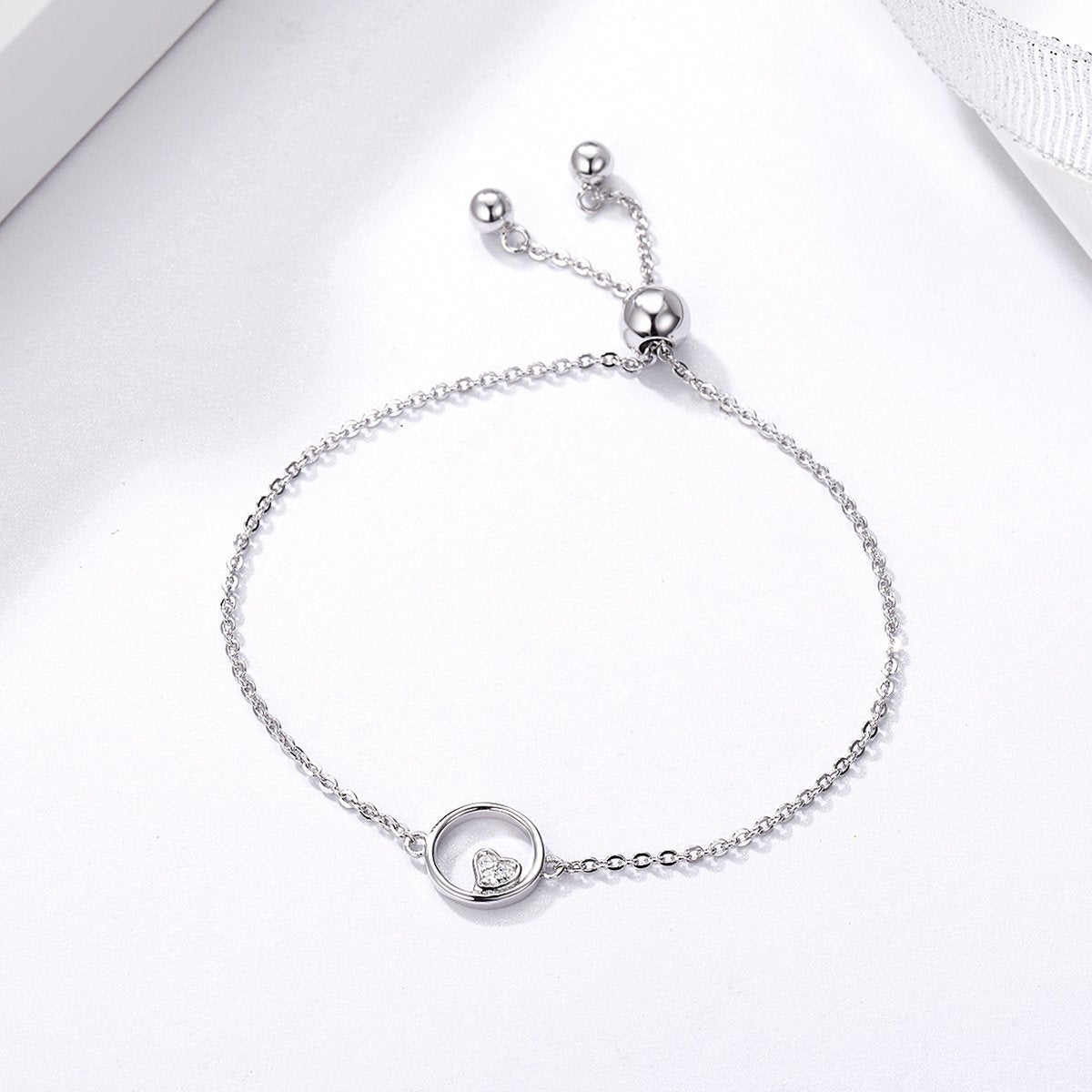 925 Sterling Silver Hollow Heart Infinity Circle Chain Bracelet - jolics