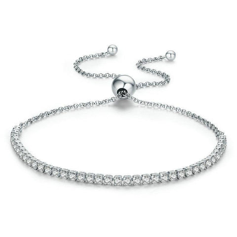 925 Sterling Silver Sparkling Slider Tennis Bracelet - jolics