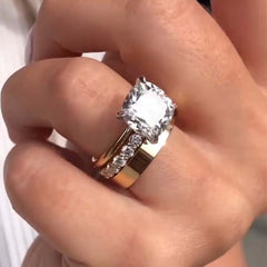 Fashion Cushion Cut Yellow Gold Wedding Sets