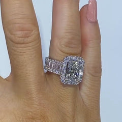 Luxurious Radiant Cut Sterling Silver Engagement Rings