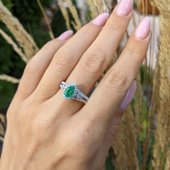 Halo Pear Cut Sterling Silver Engagement Rings