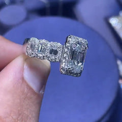 Gorgeous Radiant Cut Sterling Silver Wedding Rings