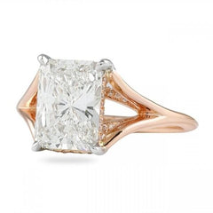 Split Shank Radiant Cut Sterling Silver Wedding Rings