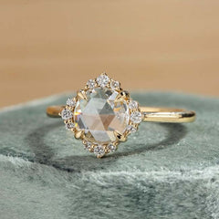 Halo Round Cut Yellow Gold Vintage Engagement Rings