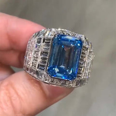 Sapphire Sterling Silver Emerald Cut Engagement Rings