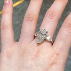 Three Stones Pear Cut Silver Engagement Rings