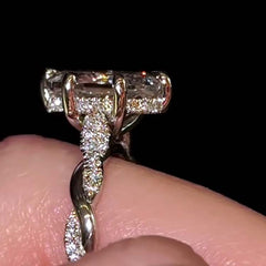 Twist Weave Cushion Cut Sterling Silver Engagement Rings