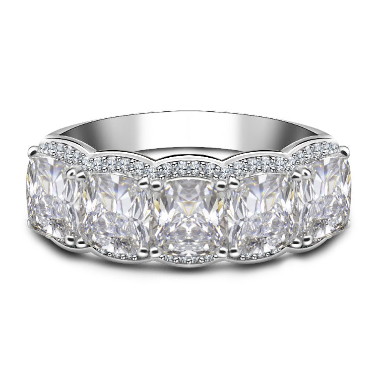 Elegance Cushion Cut Sterling Silver Wedding Bands