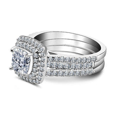 Gorgeous Cushion Cut Sterling Silver Wedding Sets