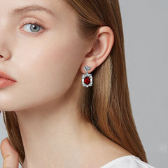 Tassel Ruby Earrings Sterling Silver Niche