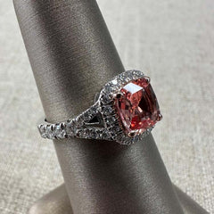 Fork Cushion Cut Sterling Silver Halo Engagement Rings