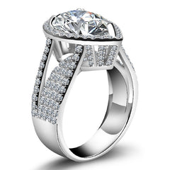 Luxury Pear Cut Sterling Silver Halo Engagement Rings