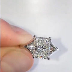 Split Shank Radiant Cut Sterling Silver Wedding Rings