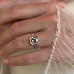 Exquisite Asscher Cut Sterling Silver Vintage Engagement Rings
