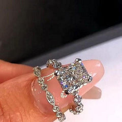 Special Design Radiant Cut Sterling Silver Wedding Sets