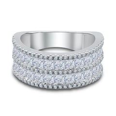 Irregular Princess Cut Sterling Silver Wedding Bands
