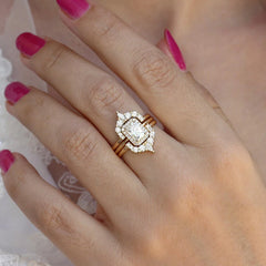 Retro Radiant Cut Sterling Silver Wedding Ring