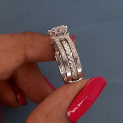 Unique Round Cut Sterling Silver Engagement Rings