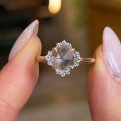 Halo Round Cut Yellow Gold Vintage Engagement Rings