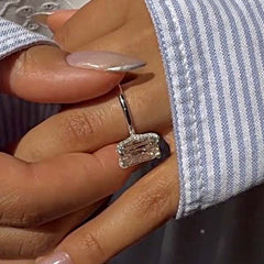 Beautiful Sterling Silver Emerald Cut Engagement Rings
