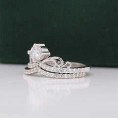 Handmade Round Cut Sterling Silver Wedding Sets