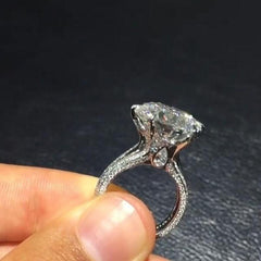 Custom Round Cut Sterling Silver Engagement Rings