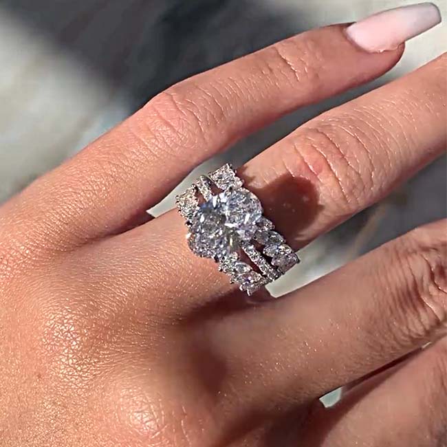 Elegance Oval Cut Sterling Silver Wedding Sets