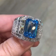 Sapphire Sterling Silver Emerald Cut Engagement Rings