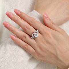 Hollow Design Round Cut Sterling Silver Wedding Rings