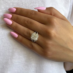 Split Cushion Cut Sterling Silver Engagement Rings