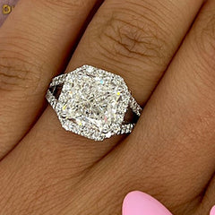 Split Cushion Cut Sterling Silver Engagement Rings