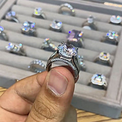 Handmade Diamond  Round Cut Sterling Silver Engagement Rings