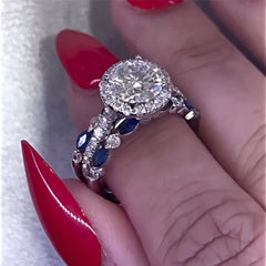 Sapphire Round Cut Sterling Silver Wedding Sets