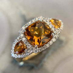 Brown Cushion Cut Sterling Silver Halo Engagement Rings