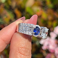 Three Stone Round Cut Sterling Silver Vintage Engagement Rings