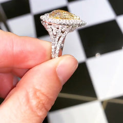 Yellow Diamond Sterling Silver Heart Cut Engagement Rings