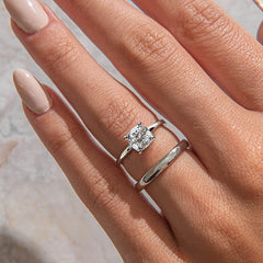 Simplicity Cushion Cut Sterling Silver Engagement Rings