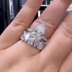 Eternal Pear Cut Sterling Silver Wedding Sets