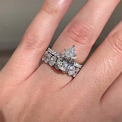 Classic Pear Cut Sterling Silver Wedding Sets