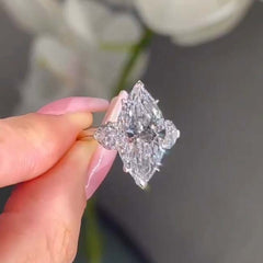 Elegant Marquise Cut Sterling Silver Wedding Rings