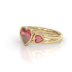 Retro Heart Cut Yellow Gold Engagement Rings