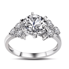 Simple Round Cut Sterling Silver Wedding Rings