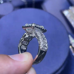 Gorgeous Radiant Cut Sterling Silver Wedding Rings