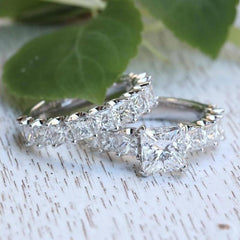 Brilliant Princess Cut Sterling Silver Wedding Sets