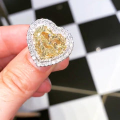 Yellow Diamond Sterling Silver Heart Cut Engagement Rings
