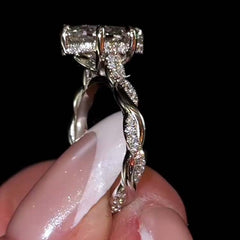 Twist Weave Cushion Cut Sterling Silver Engagement Rings