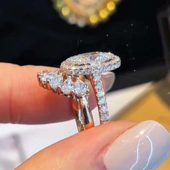 Elegant Oval Cut Sterling Silver Wedding Sets